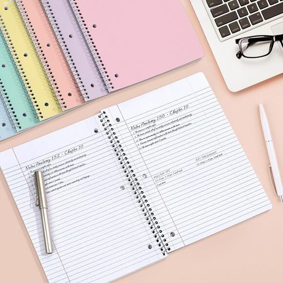 SUNEE Spiral Notebooks, 6 Pack, 1-Subject, College Ruled Paper, 8" x 10-1/2", - Picture 5 of 8